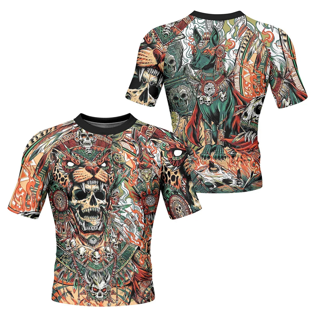 Jaguar Heir Men's Rash Guard Short Sleeve – front and back view