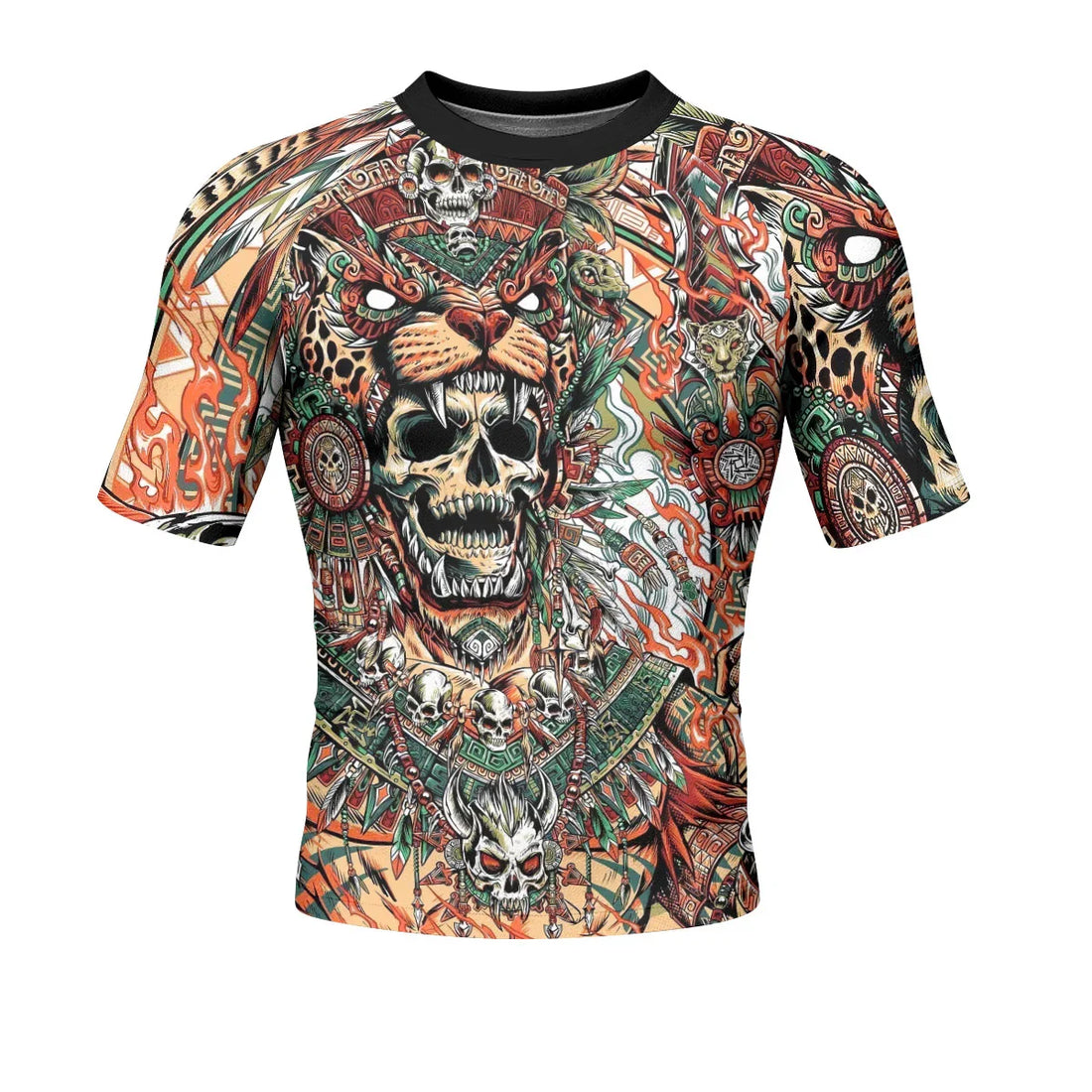 Jaguar Heir Men's Rash Guard Short Sleeve – front and back view