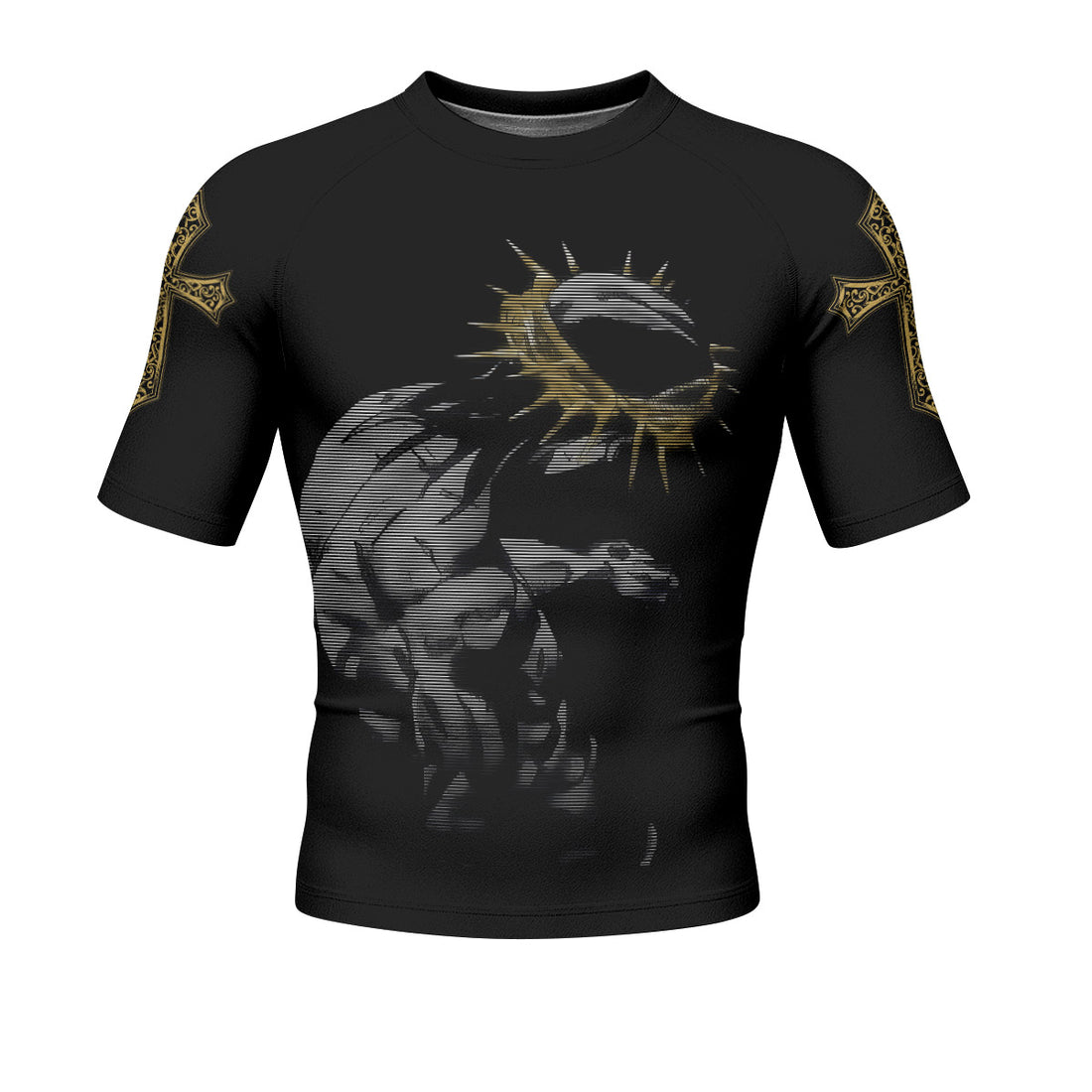 Crown of Thorns Men's Rash Guard Short Sleeve - front and back view