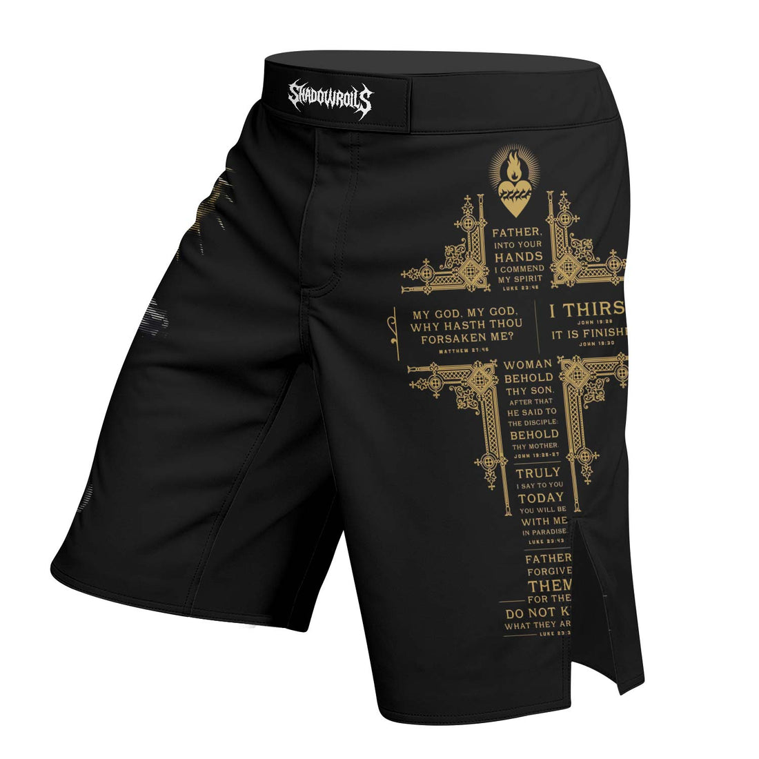 Crown of Thorns Fight Shorts - right side mockup