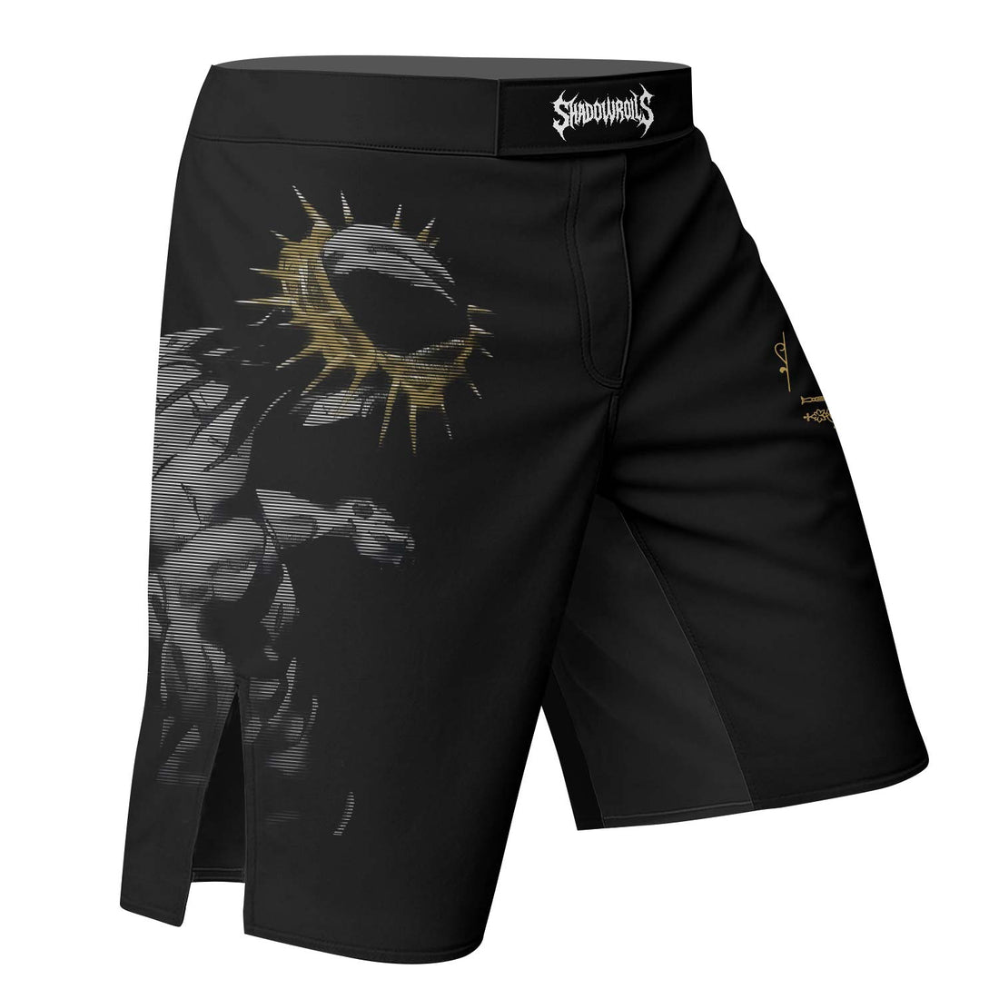 Crown of Thorns Fight Shorts - right side mockup