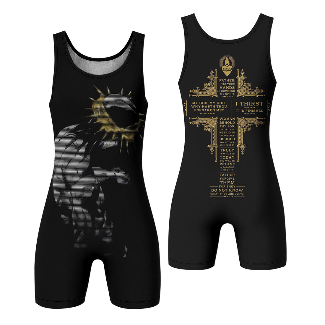 Crown of Thorns Wrestling Singlet - front and back view