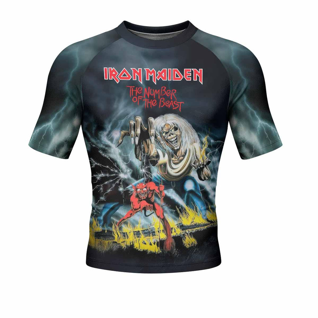 Eternal Beast Men's Rash Guard Short Sleeve - front and back view