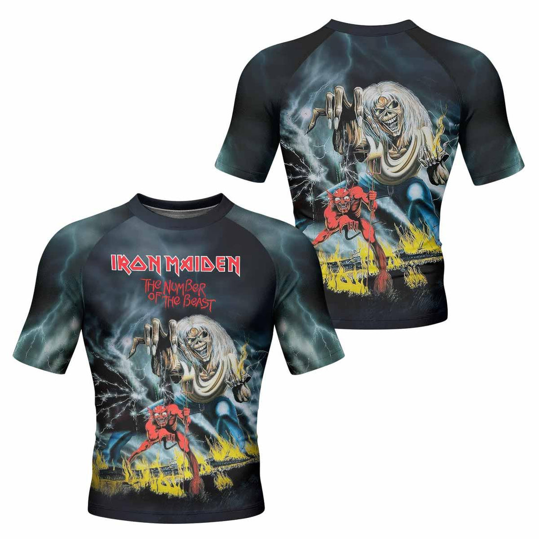 Eternal Beast Men's Rash Guard Short Sleeve - front and back view