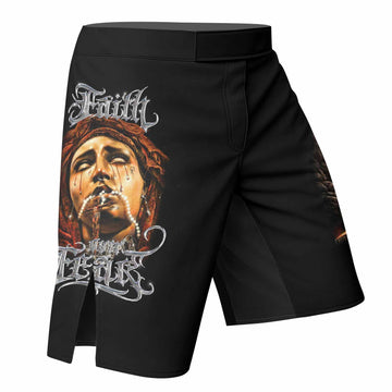 Faith Over Fear Fight Shorts – right side mockup