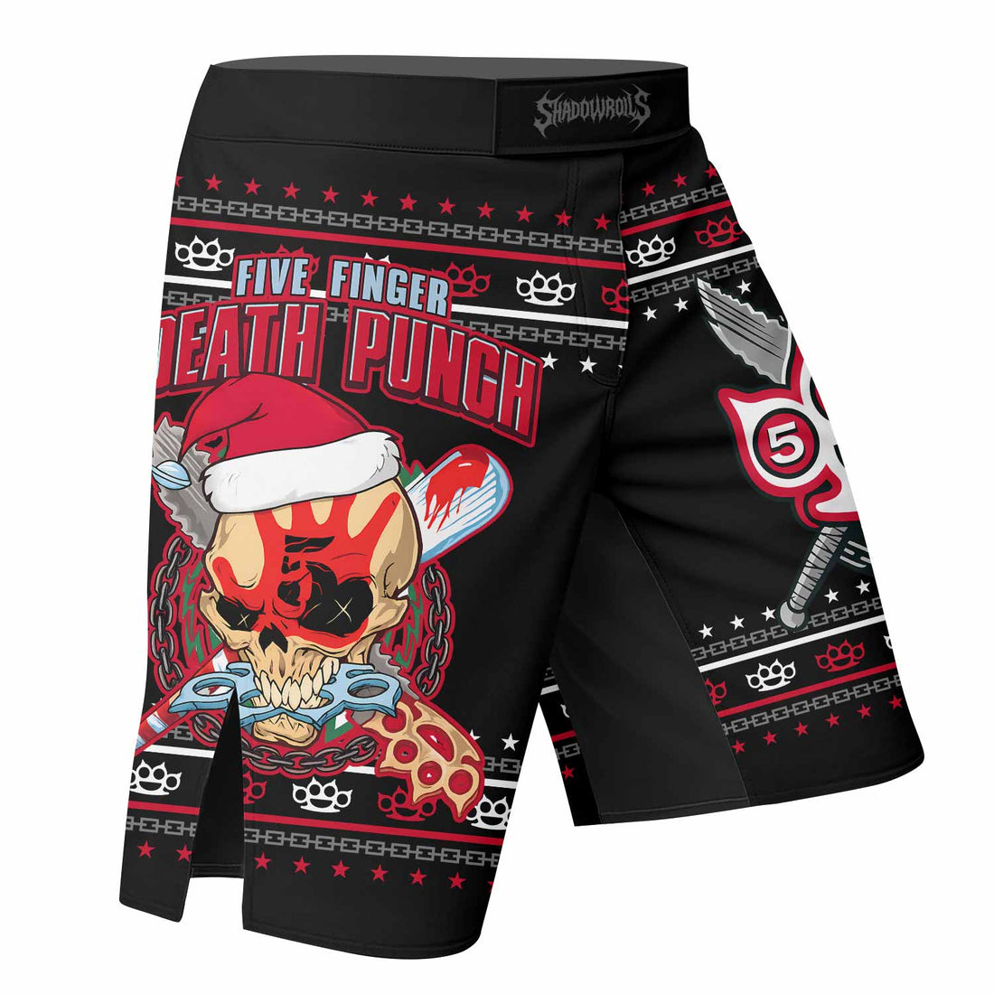 Five Finger Death Punch Christmas Heavy Metal Band Mixed Martial Arts Shorts - right side mockup