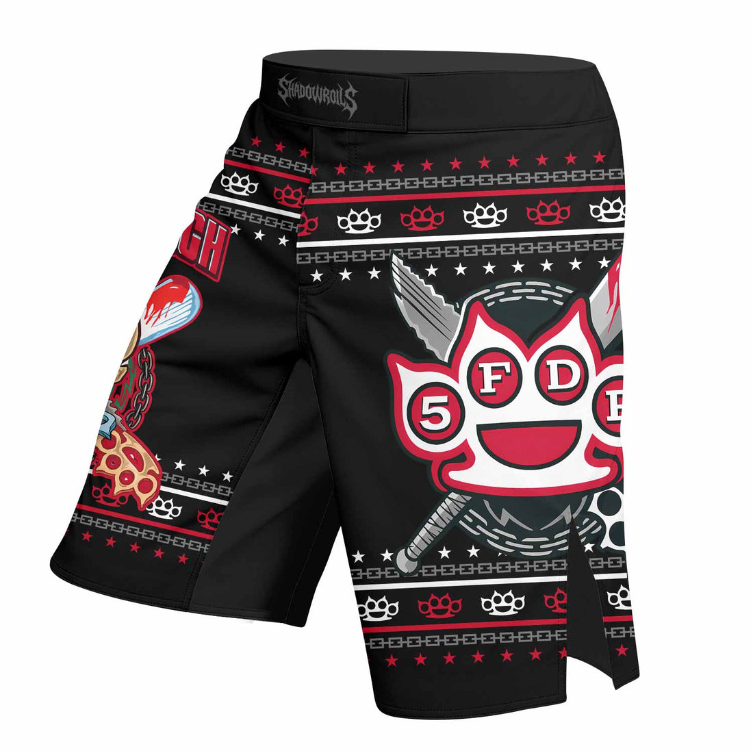 Five Finger Death Punch Christmas Heavy Metal Band Mixed Martial Arts Shorts - right side mockup