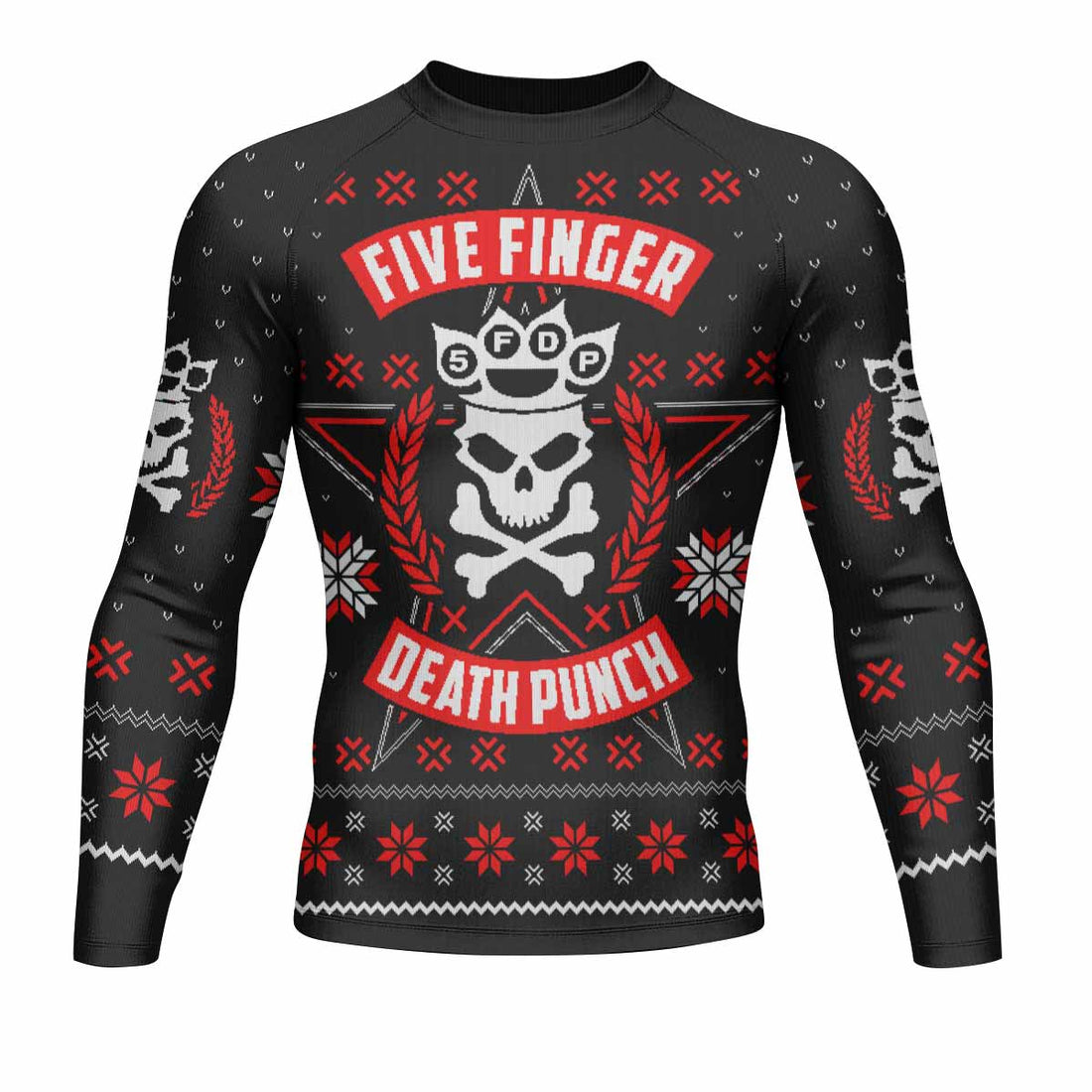 Five Finger Death Punch Eagle Heavy Metal Band Men's Rash Guard Long Sleeve - front and back view
