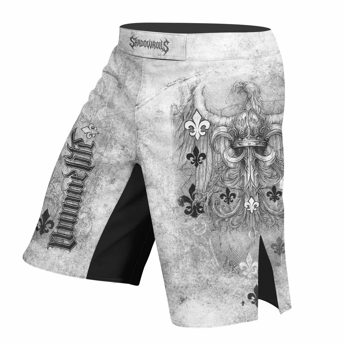 Fleur-de-Lis Rebirth Fight Shorts - right side mockup