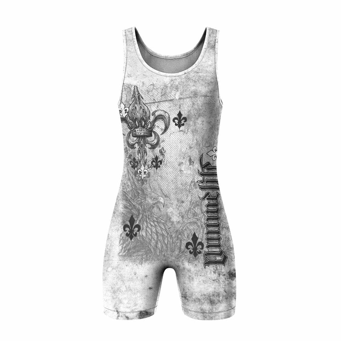 Fleur-de-Lis Rebirth Wrestling Singlet - front and back view