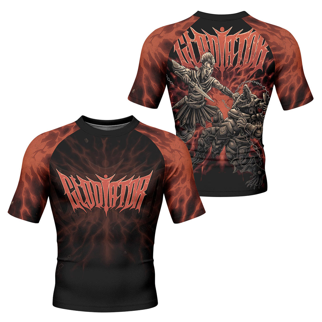 Gladiators' Last Stand Men’s Short Sleeve Rash Guard - front and back view
