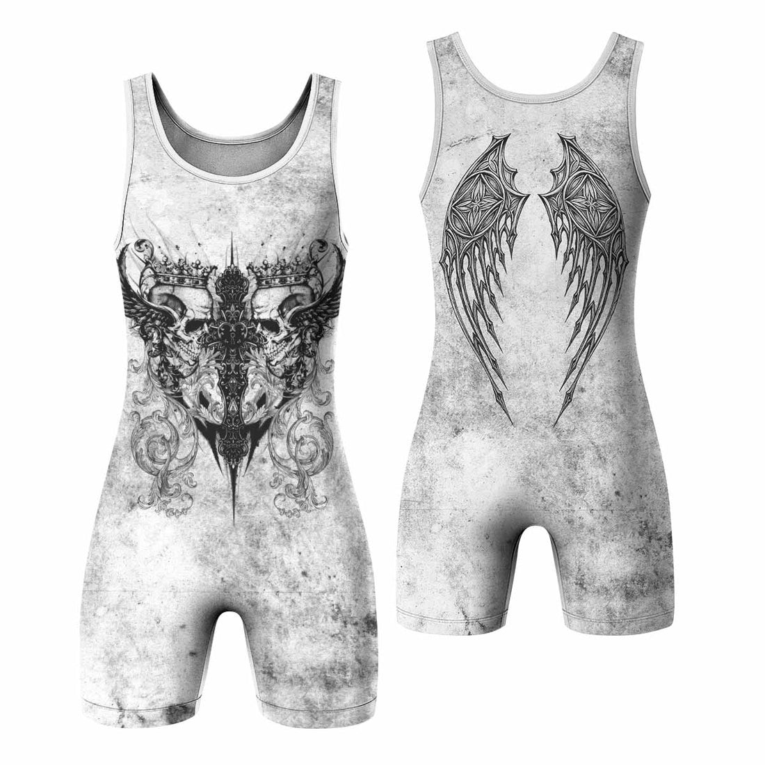 Gothic Angel Cross Wrestling Singlet - front and back view