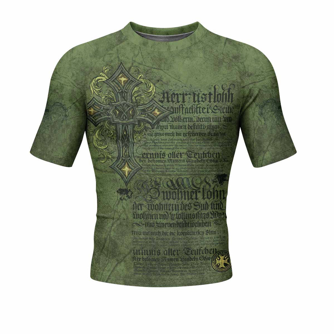 Gothic Cross Men's Rash Guard Short Sleeve - front and back view