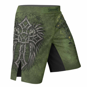 Gothic Cross Fight Shorts - right side mockup