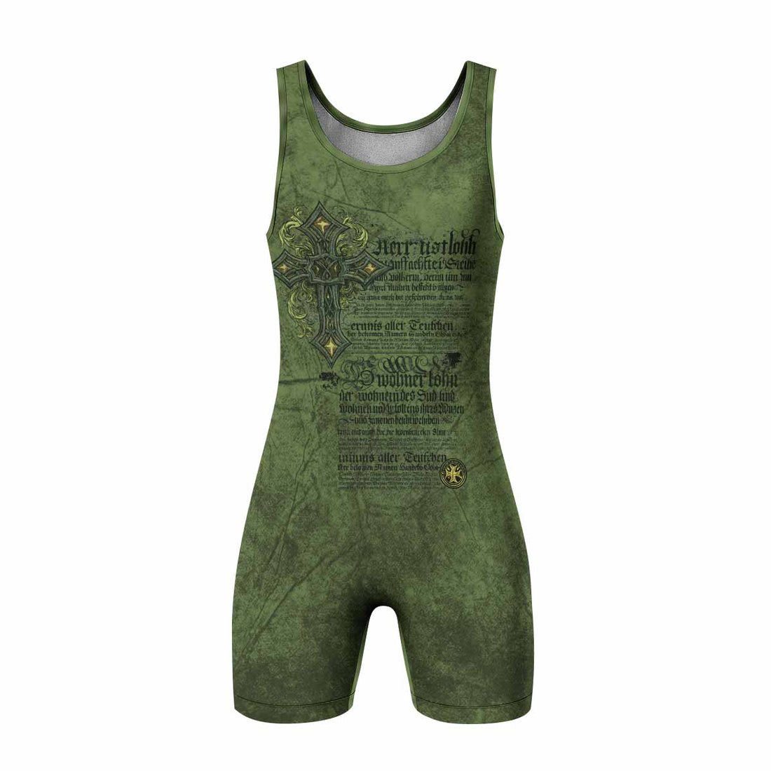 Gothic Cross Wrestling Singlet - front and back view