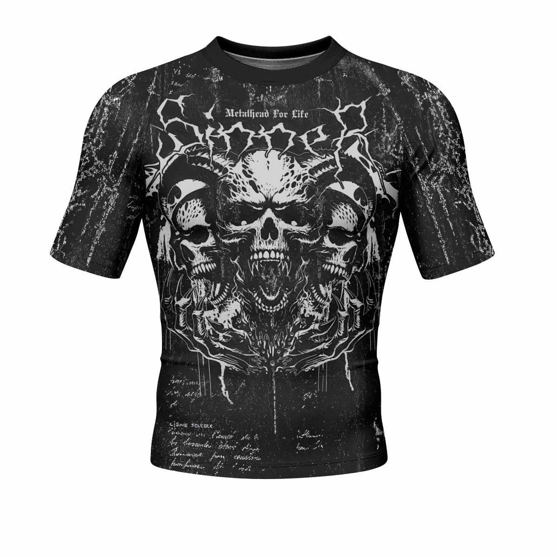 Hellborn Wrath Men's Rash Guard Short Sleeve - front and back view
