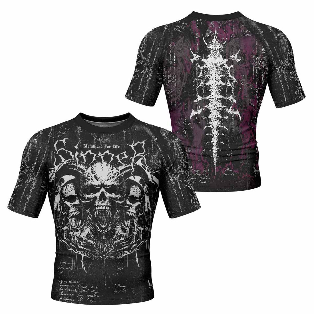 Hellborn Wrath Men's Rash Guard Short Sleeve - front and back view