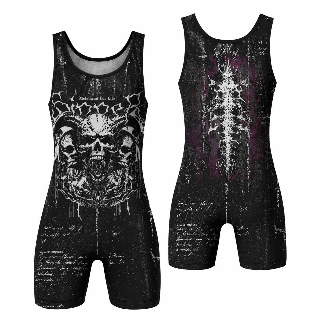 Hellborn Wrath Wrestling Singlet - front and back view