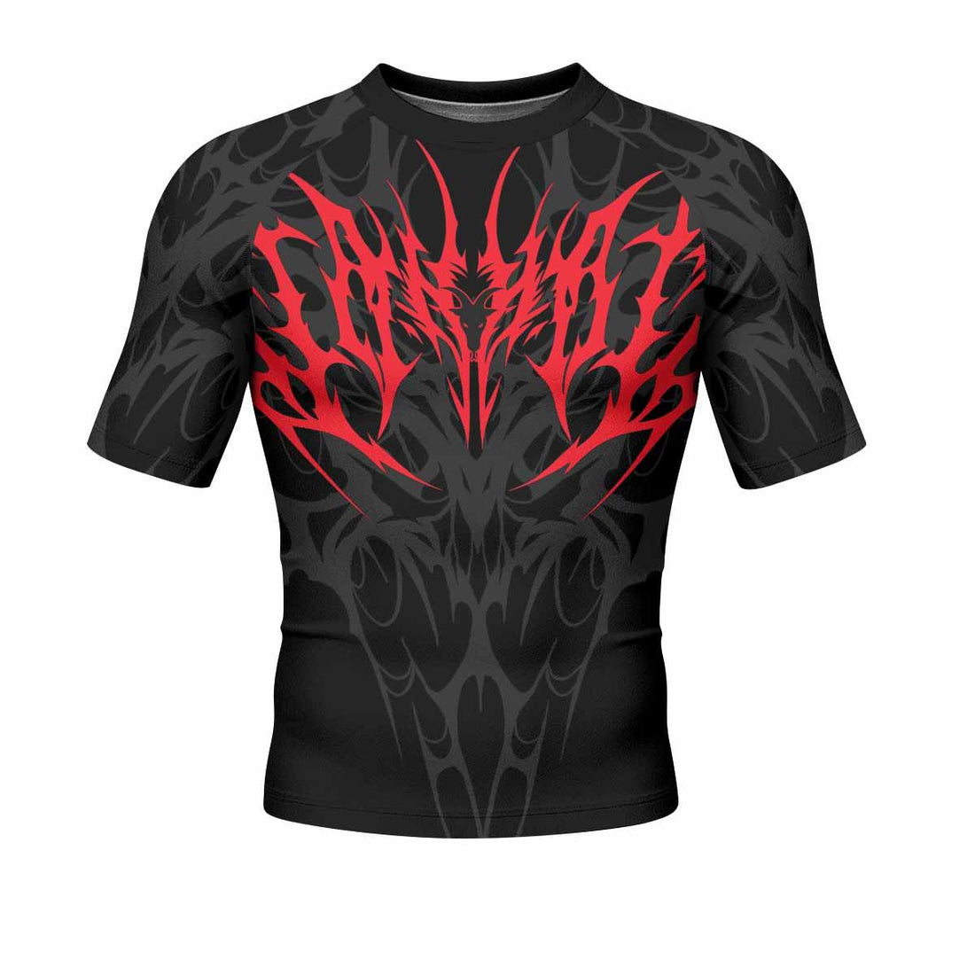 Infernal Flames Men's Rash Guard Short Sleeve - front and back view
