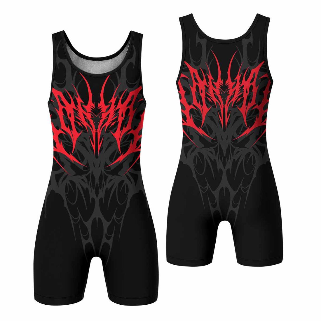 Infernal Flames Wrestling Singlet - front and back view