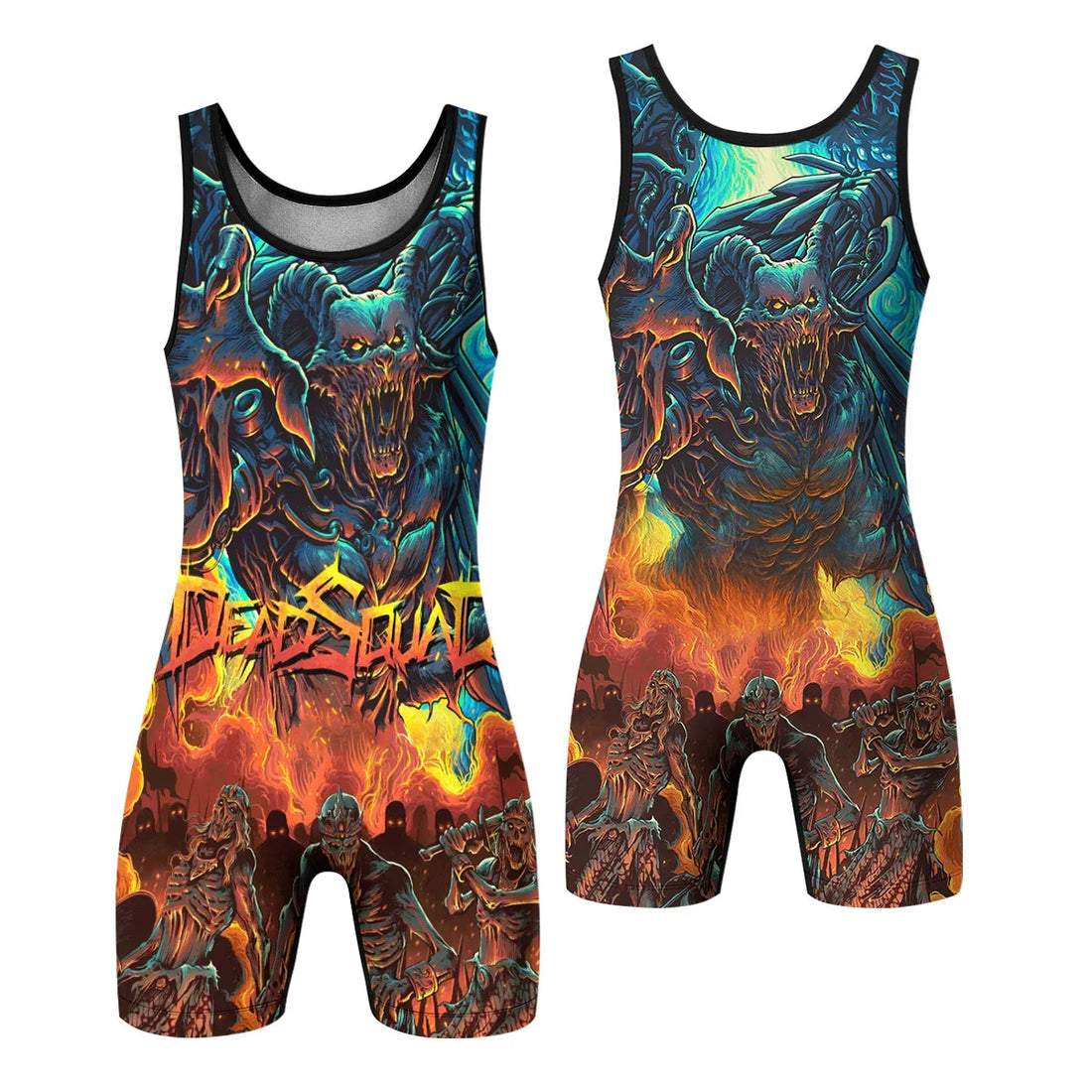 Infernal Squad Wrestling Singlet – front and back view