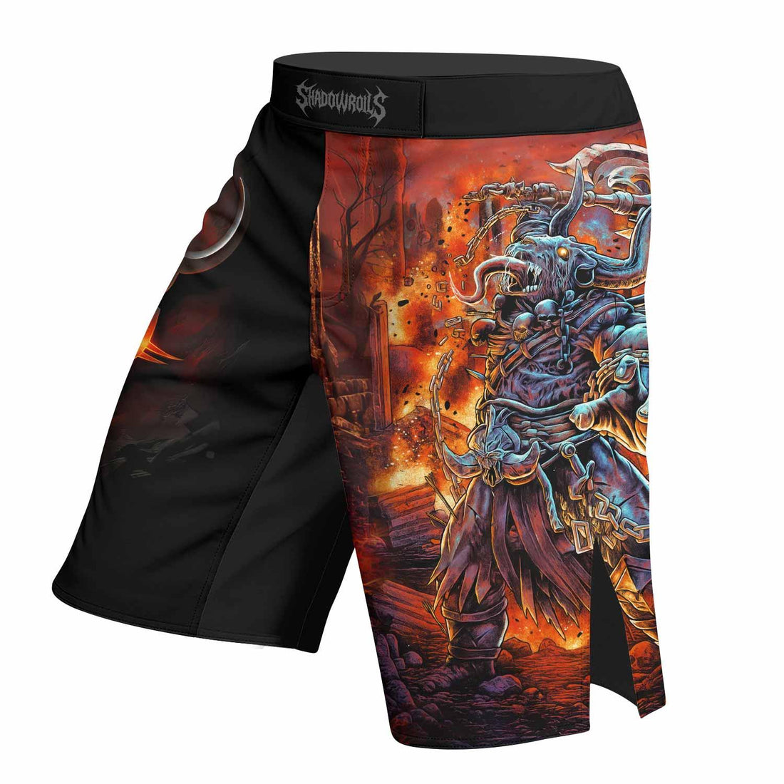Inferno Minotaur Fight Shorts - right side mockup