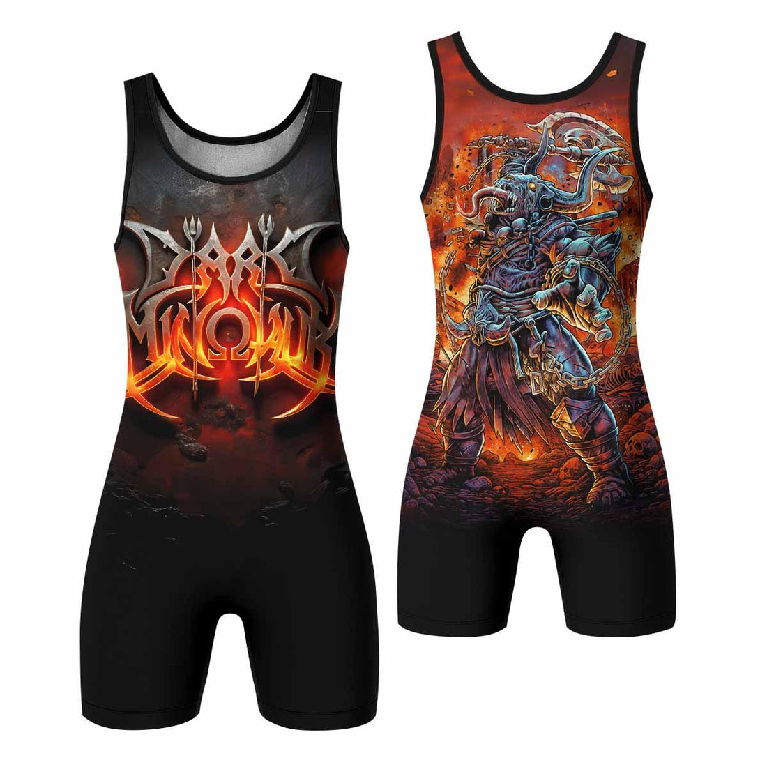 Inferno Minotaur Wrestling Singlet - front and back view