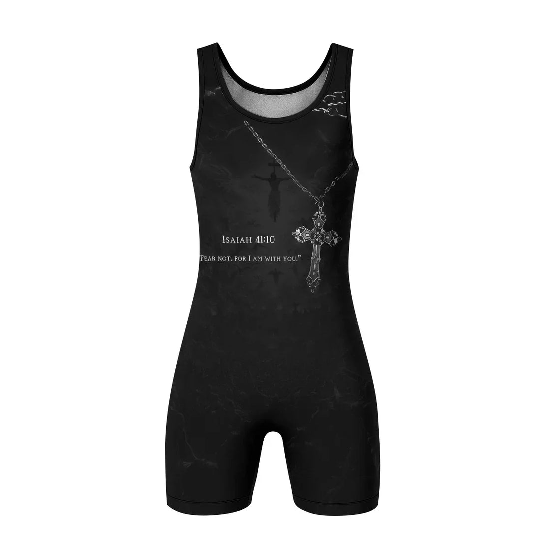 Isaiah 41:10 Fear Not Wrestling Singlet - front and back view
