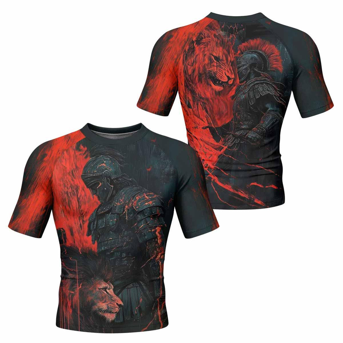 Legion of Blood Men's Rash Guard Short Sleeve - front and back view