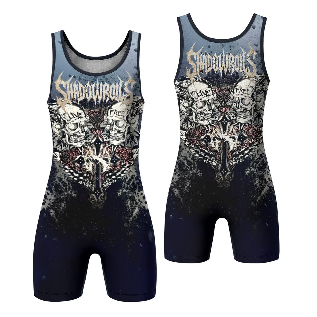 Live Free Warrior Wrestling Singlet - front and back view