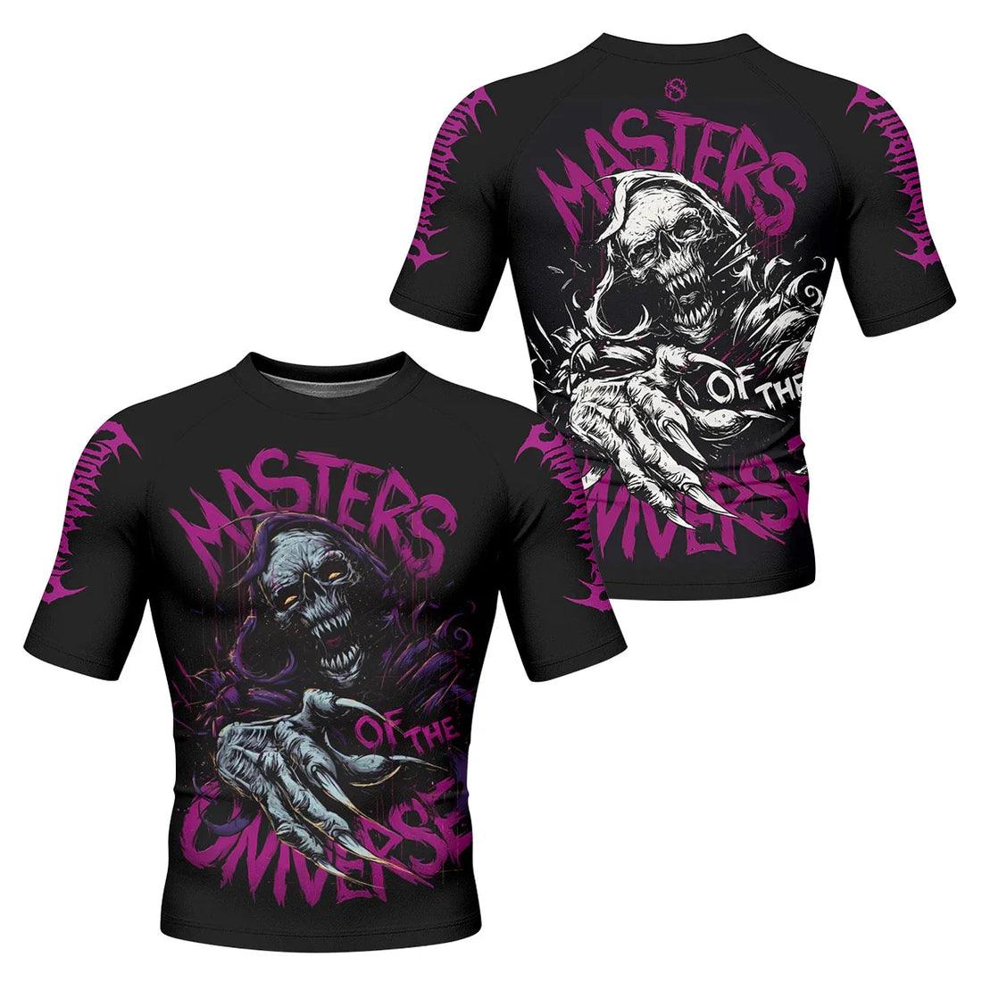 Masters of the Universe Men’s Short Sleeve Rash Guard - front and back view