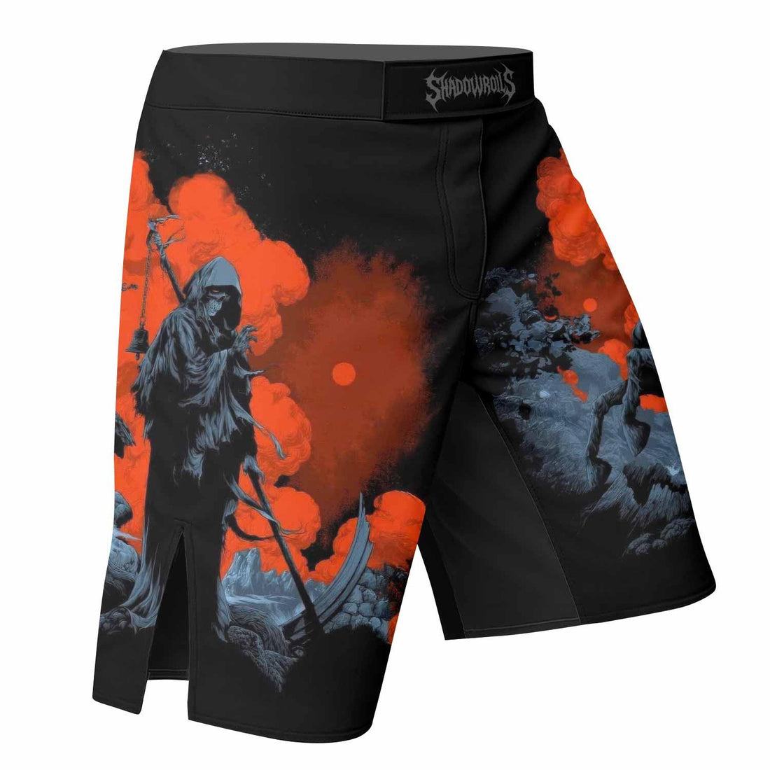 Metallica Death Rider Fight Shorts - right side mockup
