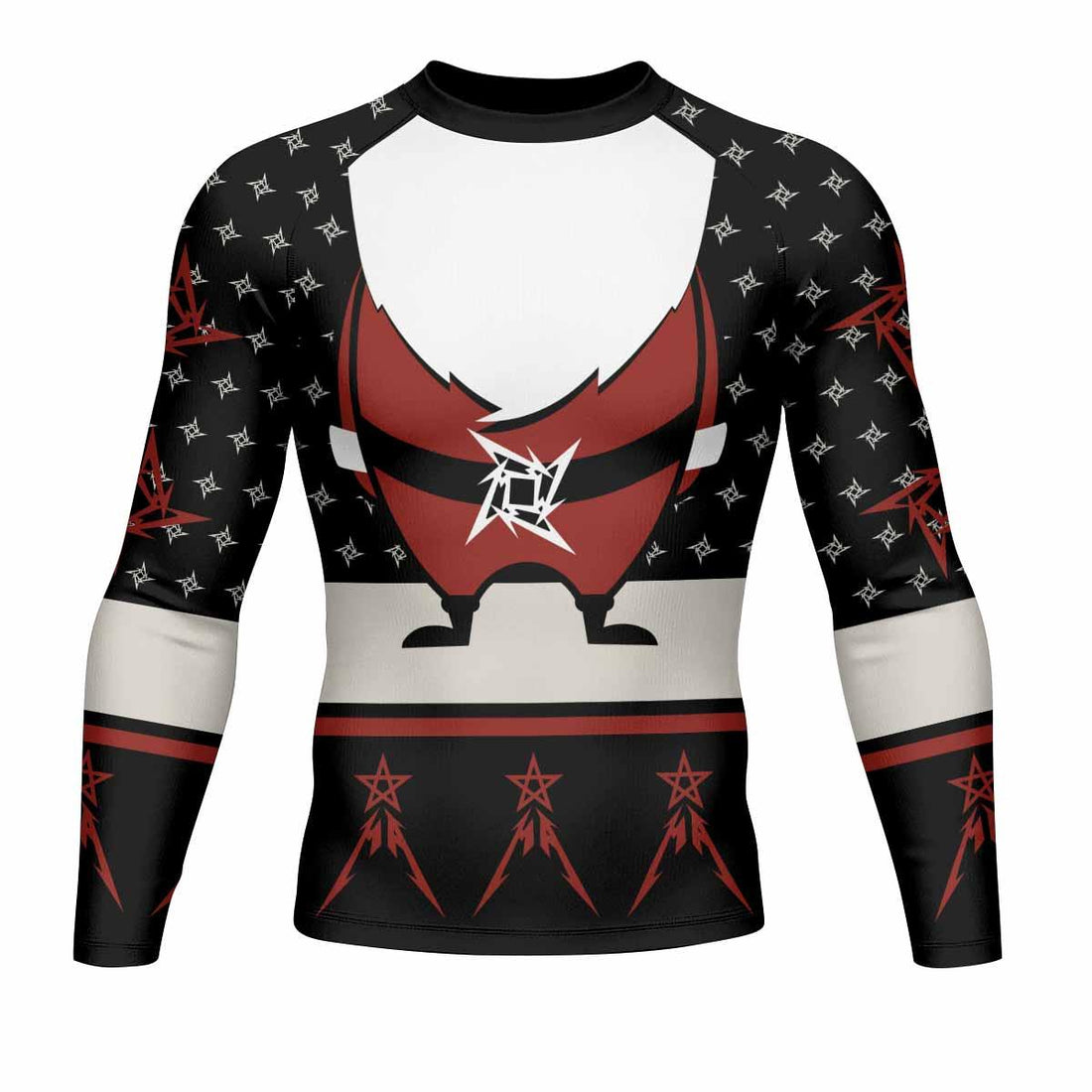 Metallica Enter Santaman Men's Rash Guard Long Sleeve - front and back view