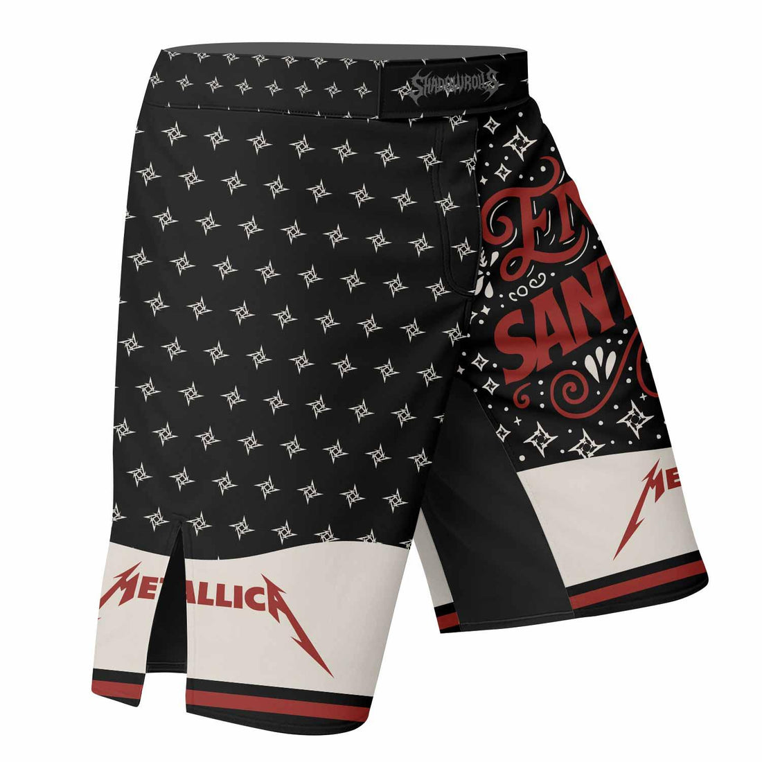 Metallica Enter Santaman Mixed Martial Arts Shorts - right side mockup