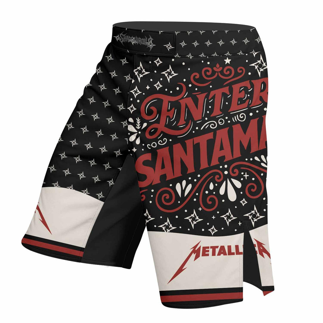 Metallica Enter Santaman Mixed Martial Arts Shorts - right side mockup