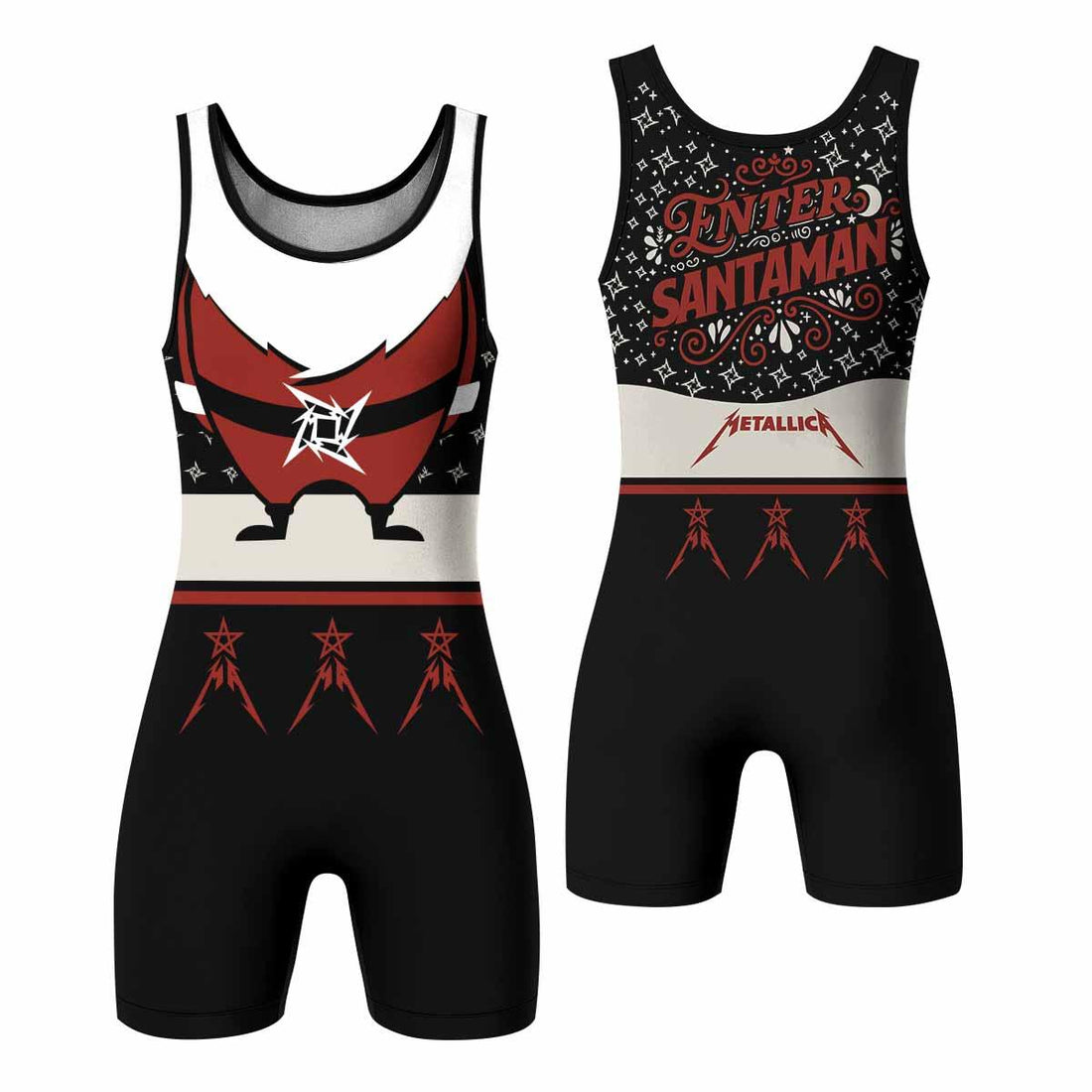 Metallica Enter Santaman Wrestling Singlet - front and back view