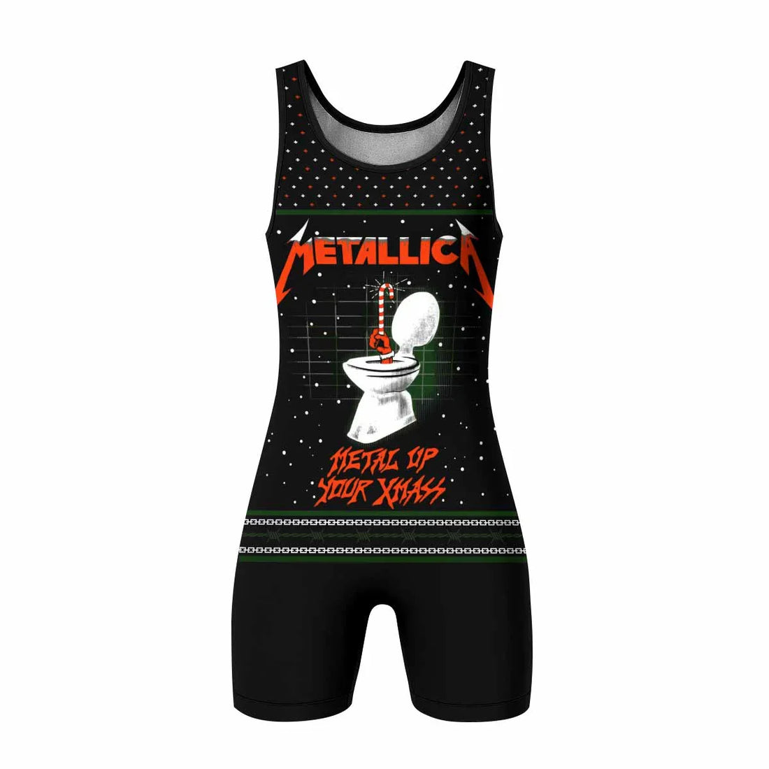 Metallica Metal Up Your Xmas Wrestling Singlet - front and back view