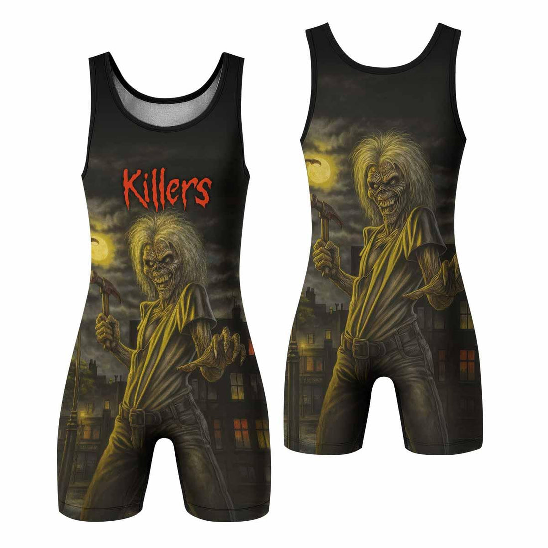 Midnight Slayer Wrestling Singlet - front and back view