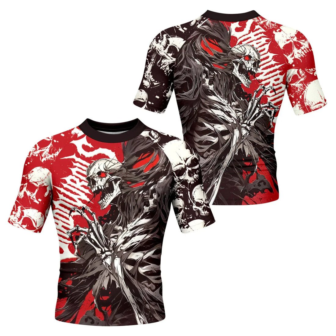 Reaper’s Wrath Men’s Short Sleeve Rash Guard - front and back view