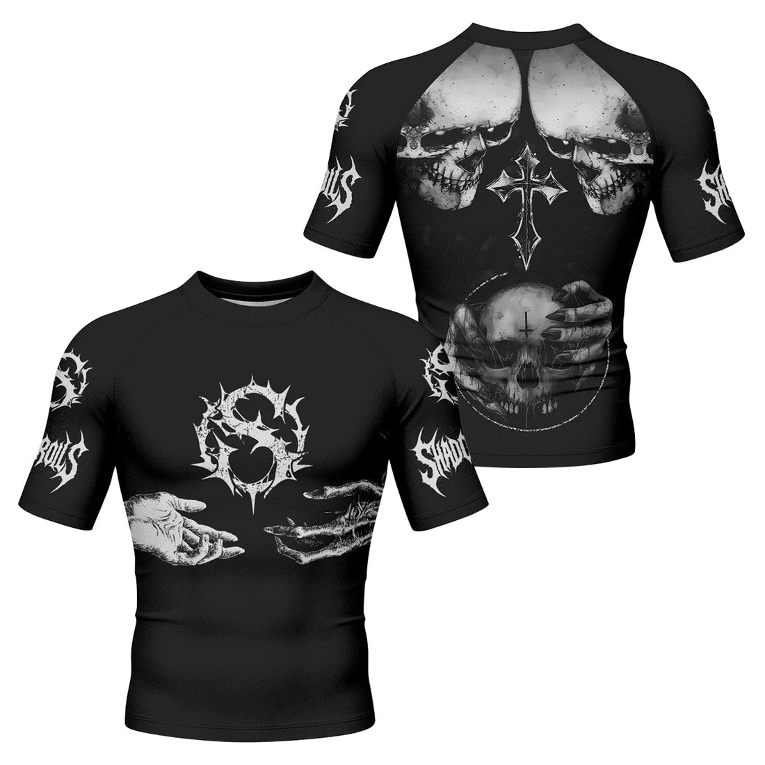 Ritual of the Damned Men’s Short Sleeve Rash Guard - front and back view