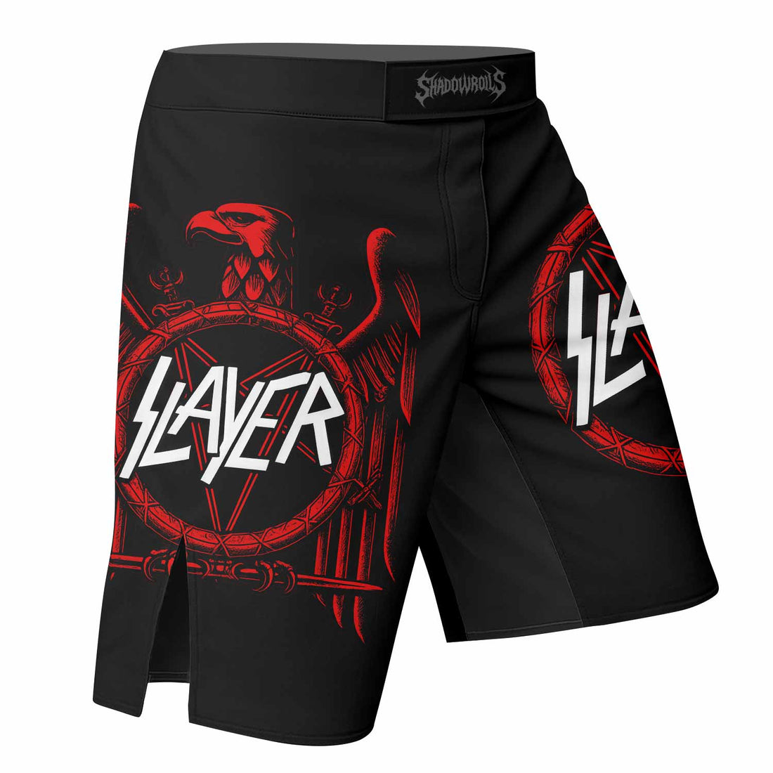 Slayer Red Eagle Mixed Martial Arts Shorts - right side mockup