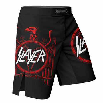 Slayer Red Eagle Mixed Martial Arts Shorts - right side mockup