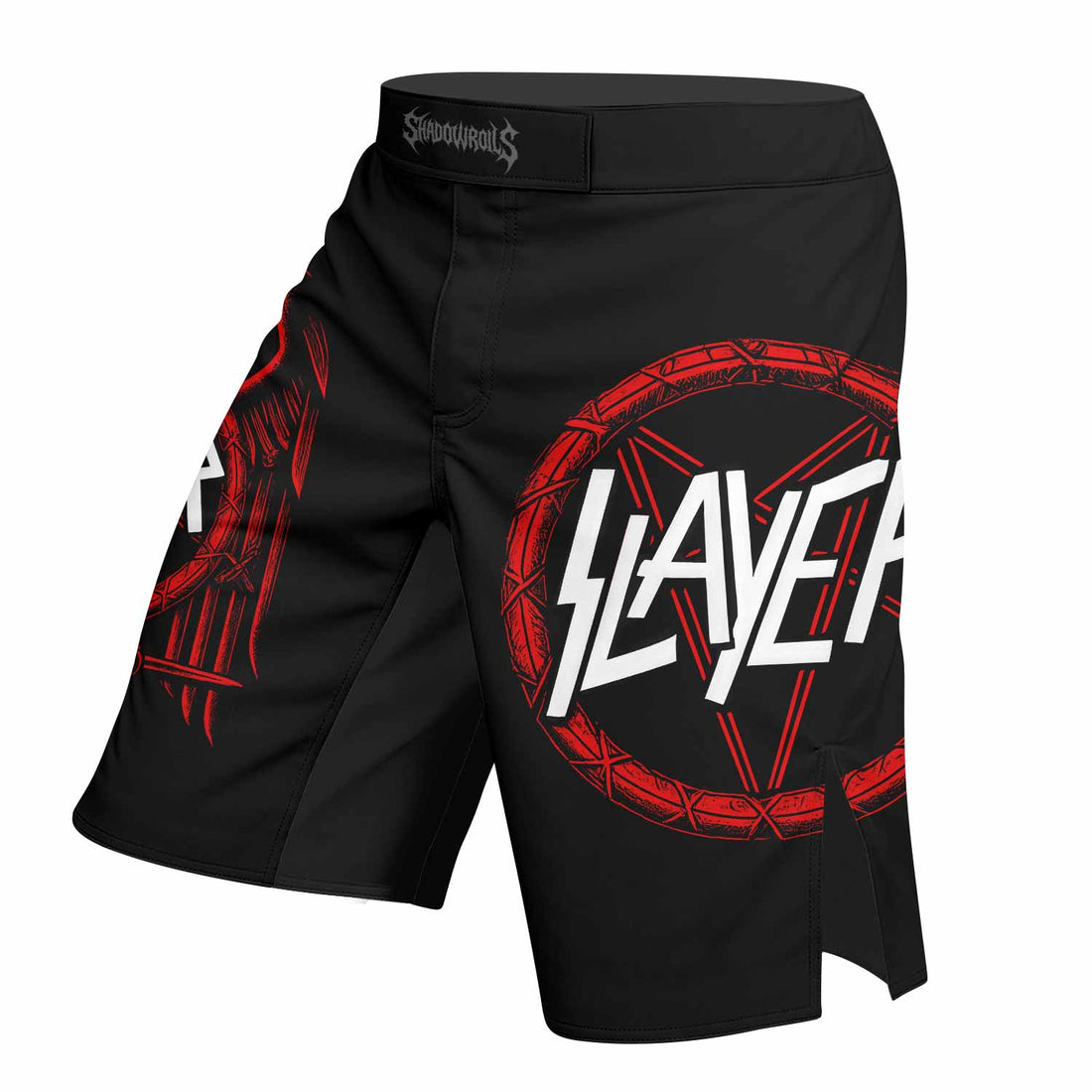 Slayer Red Eagle Mixed Martial Arts Shorts - right side mockup