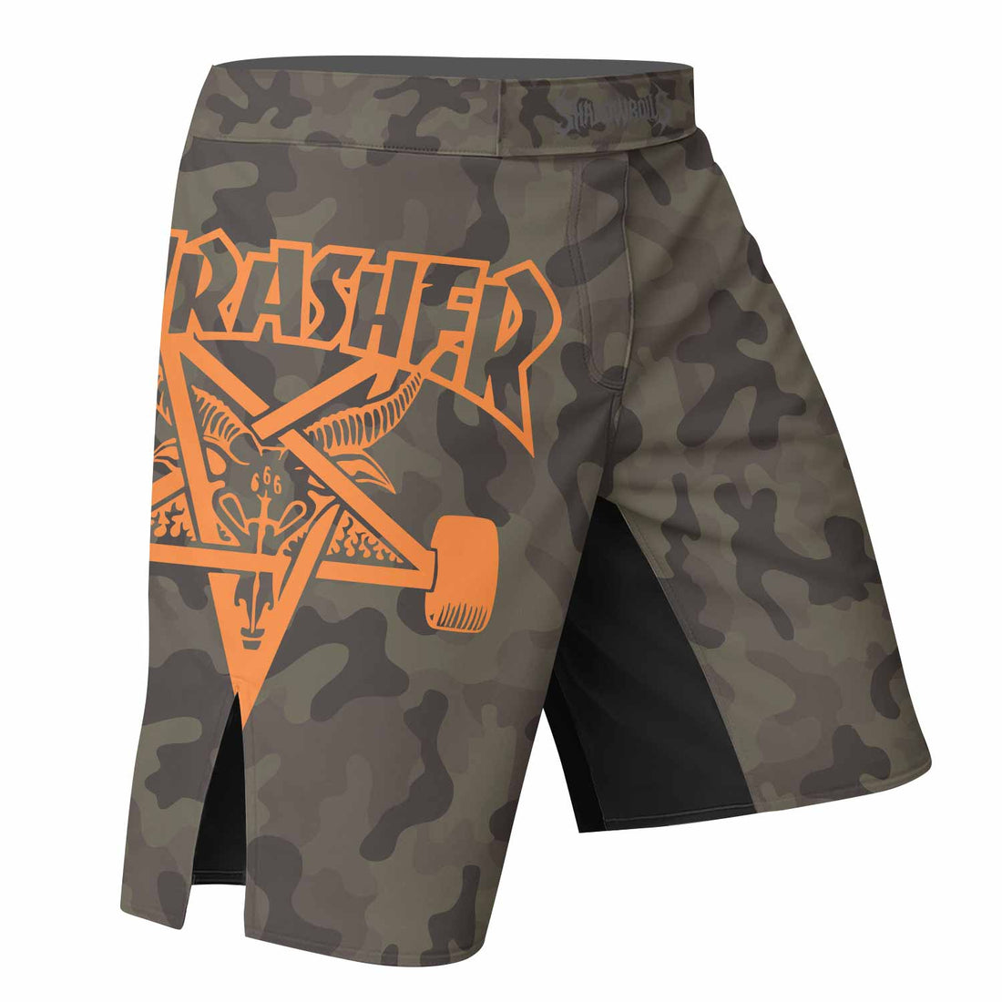 Thrasher Camo Fight Shorts - right side mockup