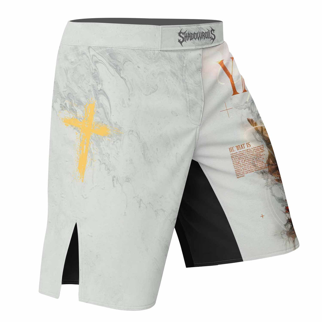 Yahweh I Am That I Am Fight Shorts - right side mockup