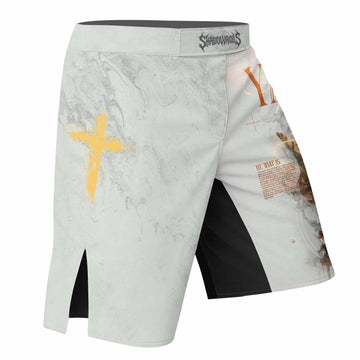 Yahweh I Am That I Am Fight Shorts - right side mockup