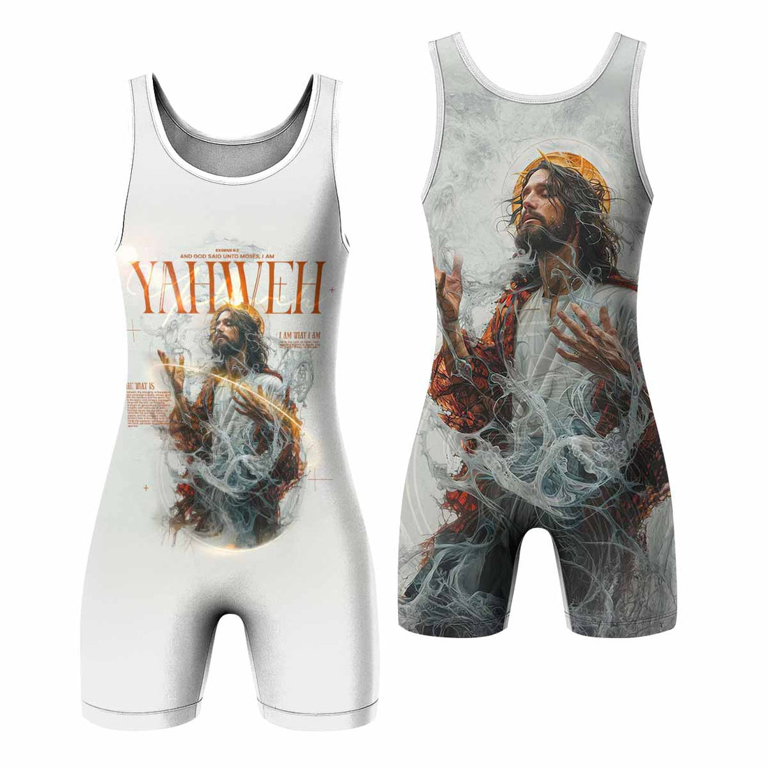 Yahweh I Am That I Am Wrestling Singlet - front and back view