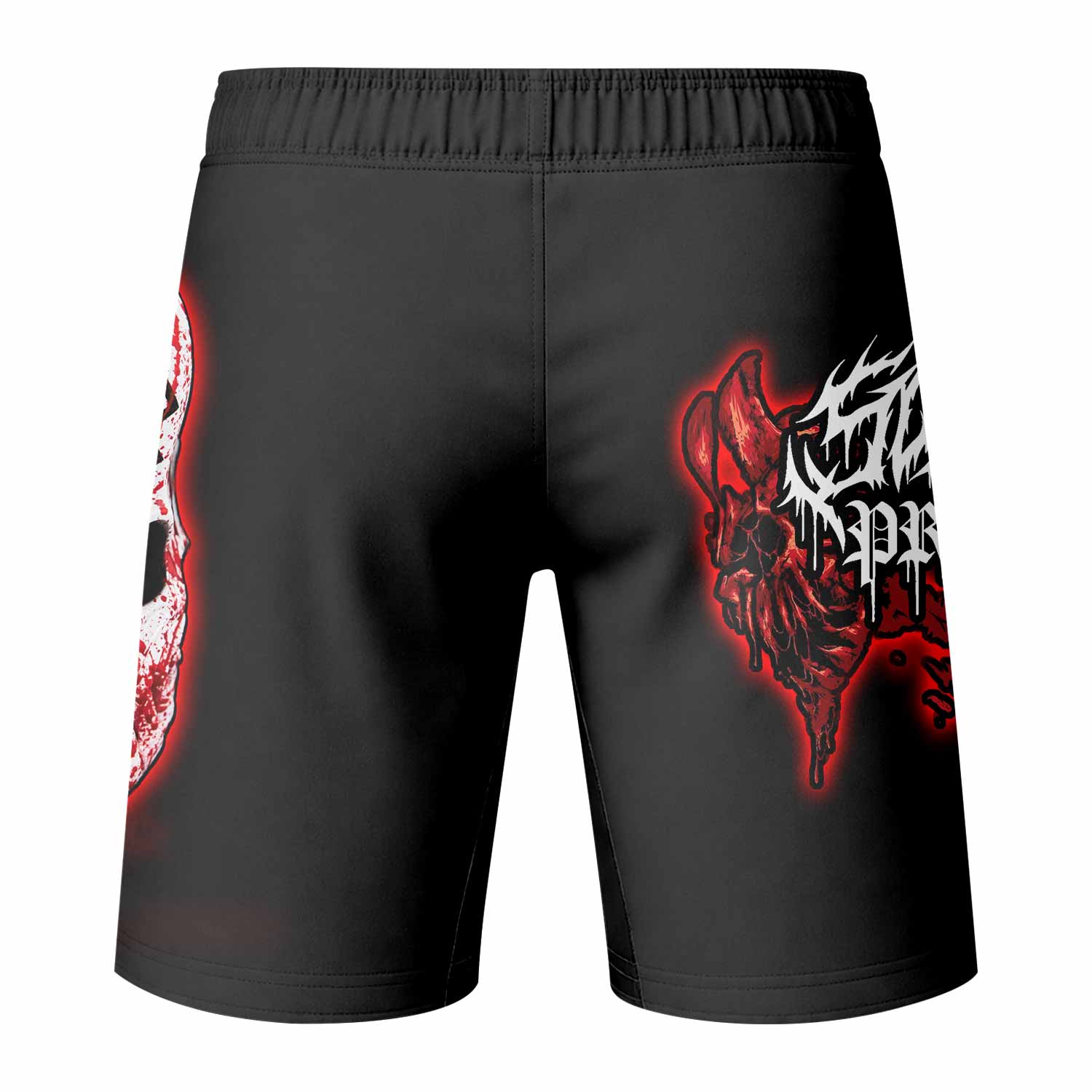Slaughter to Prevail Fight Shorts - back view mockup