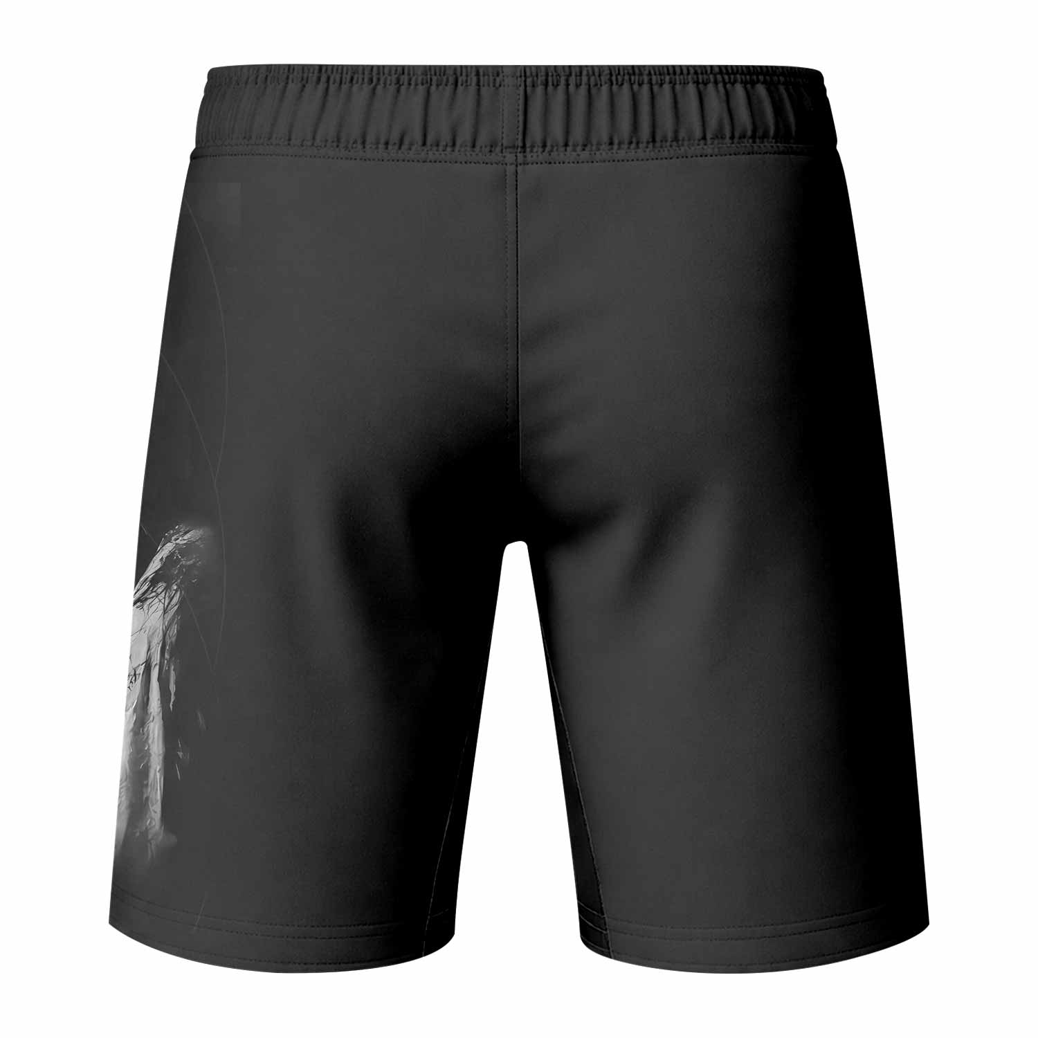 Crucified Silence Fight Shorts - back view mockup