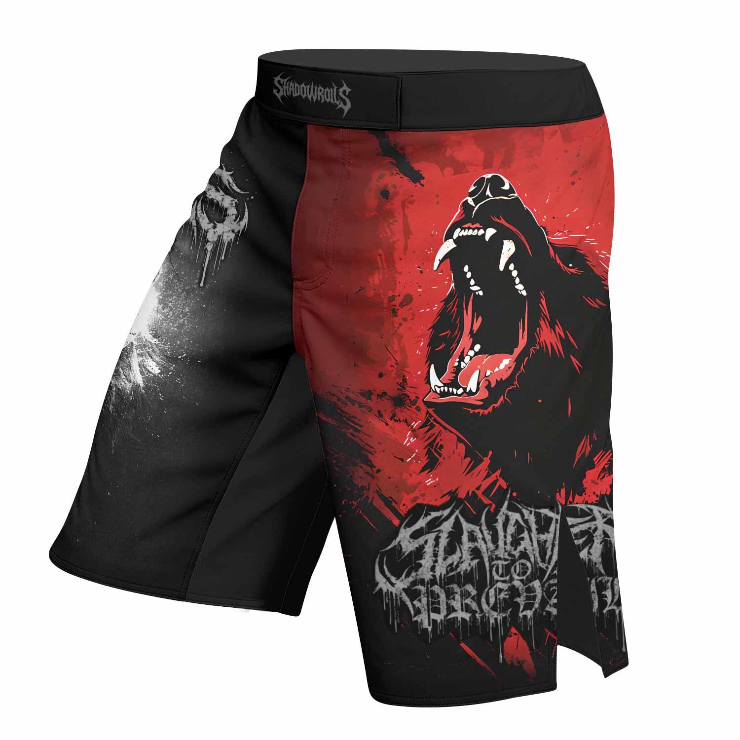 Slaughter to Prevail Bear Fight Shorts - left side mockup